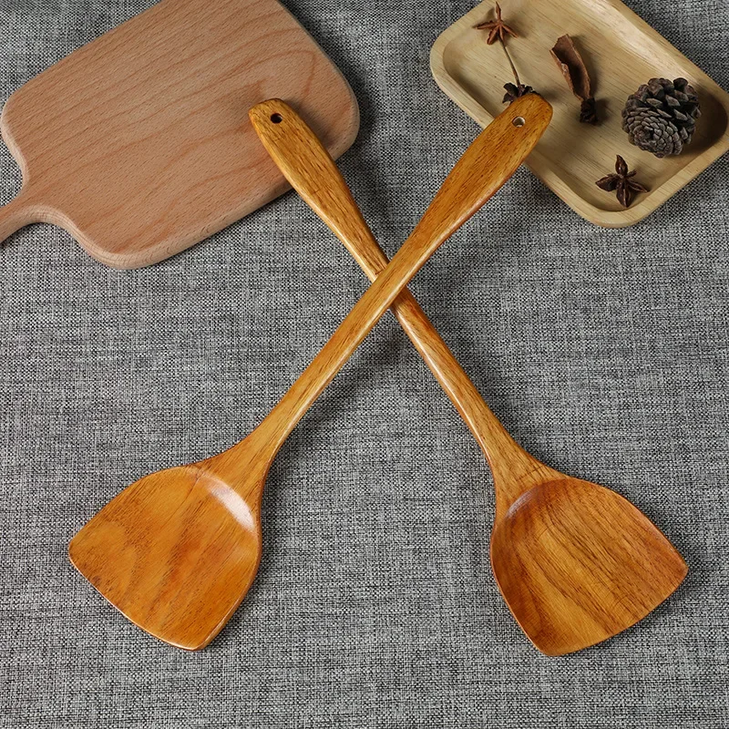 Bamboo Wood Spatula 39cm Long Handle Wooden Spatula Non-stick Pan Does Not Hurt The Pot Household Kitchen Cooking Spatula