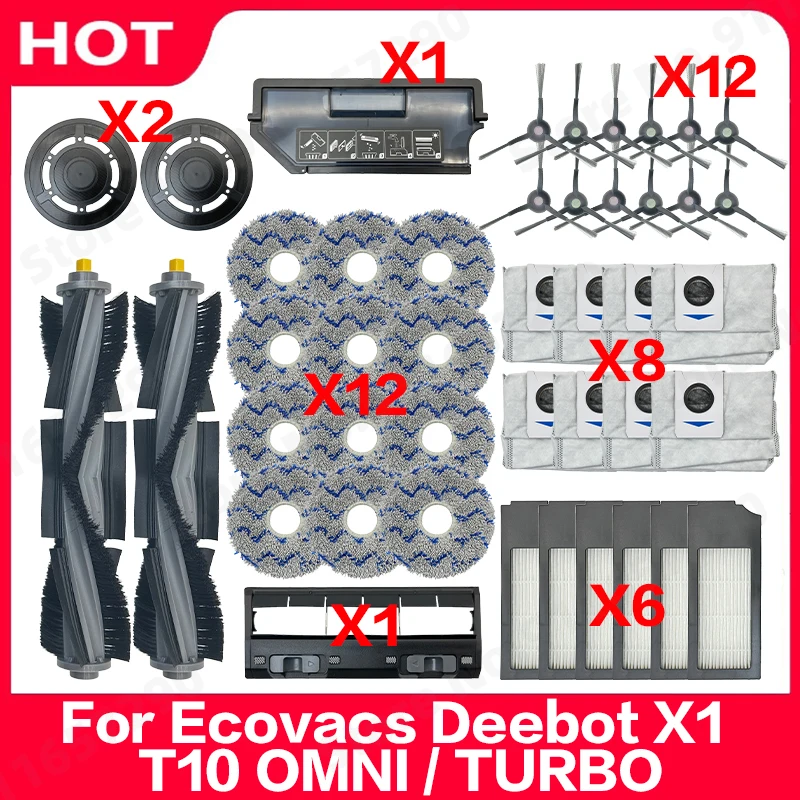 

For Ecovacs Deebot X1/ T10 OMNI / TURBO Spare Parts Mop Dust Bag Hepa Filter Main Side Brush Dustbin Accessories