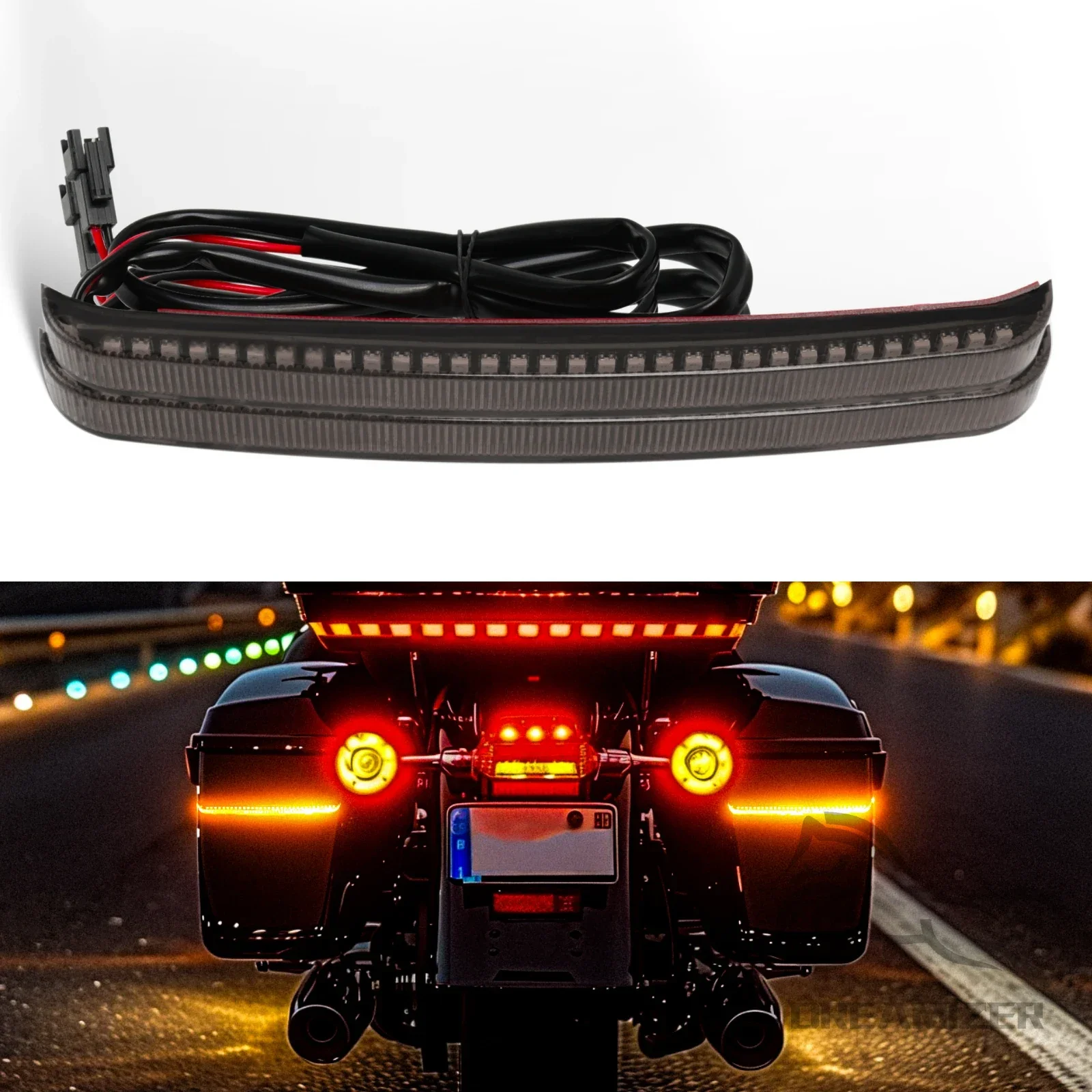 Motorcycle Saddlebag Tail Brake Lights LED Turn Signal Running Lamp For Harley Touring Street Road Glide CVO Electra Glide