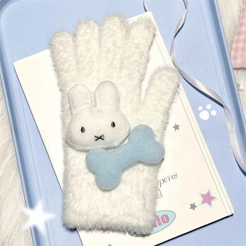 Cartoon Kawaii Keep Warm Gloves Plush Plus Velvet Fashion Winter Soft Comfortable Sweet Protection From Cold Good Looks Miffy