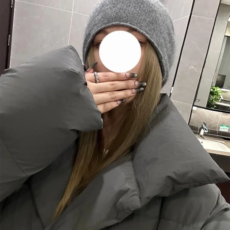 Large Size Design High-end Gray Down Cotton Jacket for Women Autumn and Winter 2025 New Cold-proof Thickened Warm Bread Coat