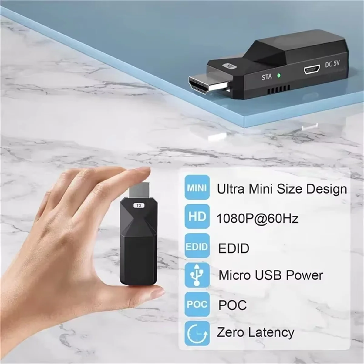 Transmisor de audio y vídeo inalámbrico compatible con 50M 1080P 60Hz actualizado