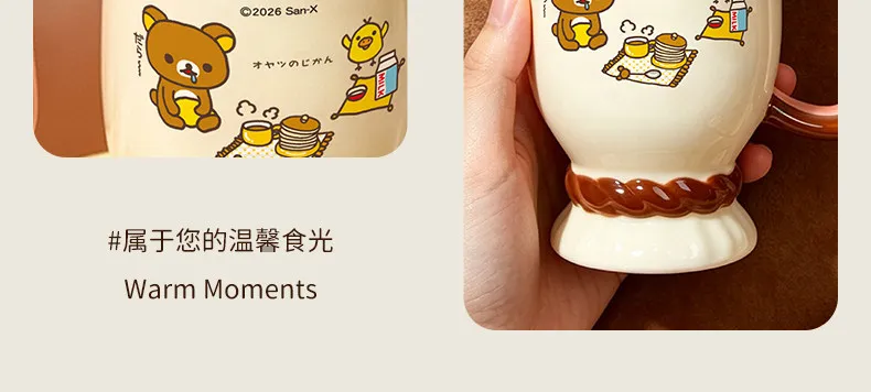 Mtutu Neue Rilakkuma Keramiktasse Milchbecher Niedlich 400ml Bedruckter Wasserbecher für Kaffee, Milch, Tee, Zuhause, Büro, Paar-Trinkbecher Geschenke – Detail 6