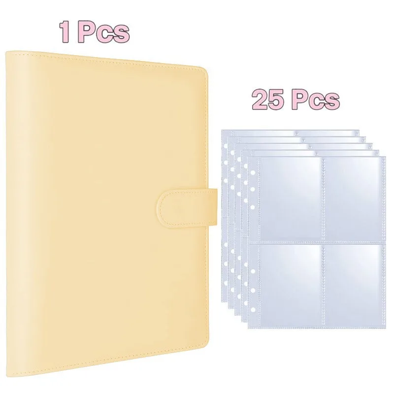 A5 Kpop fotokaartbinder met 25 pagina's 4-pocket kaartverzamelalbum met 200 kaartsleuven PU lederen omslag organiserende kaarten