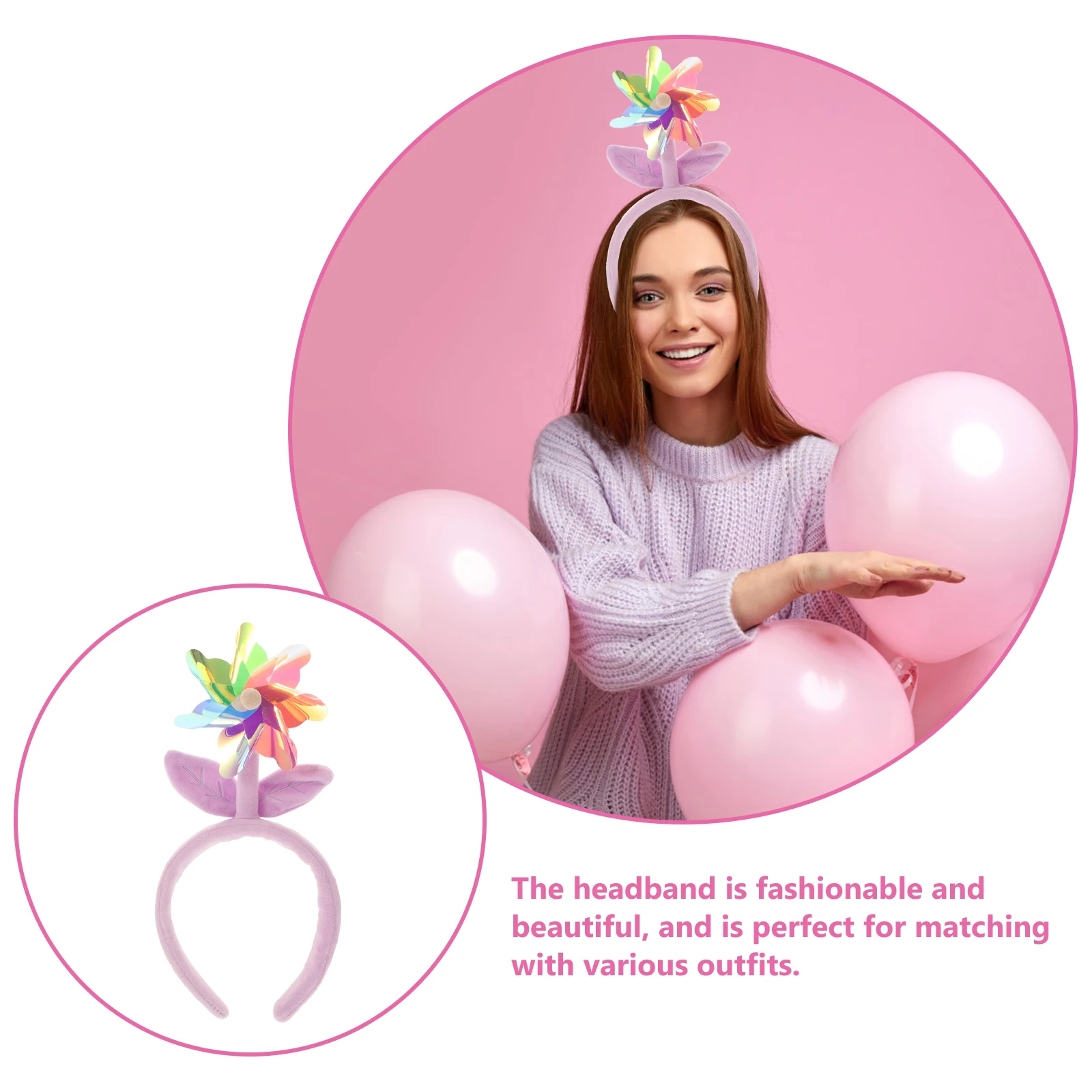 

Women Colorful Windmill Headband Costume Headbands Cosplay Cute Headwear Hair Accessories