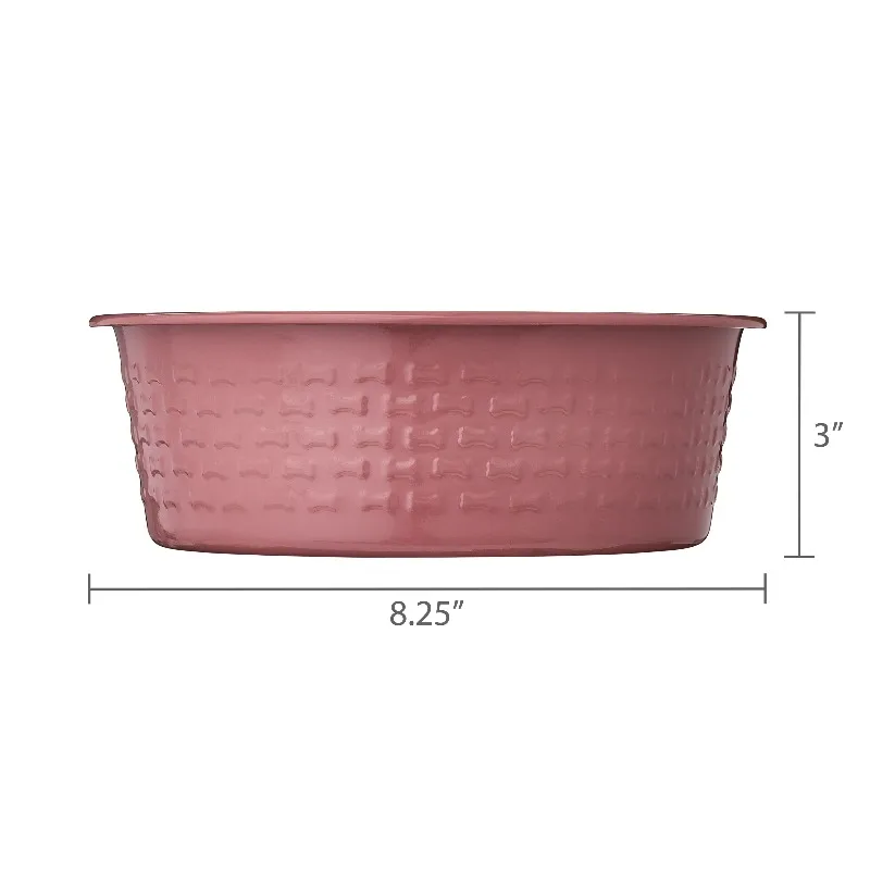 Large Stainless Steel Embossed Dog Bowl, Red Bones