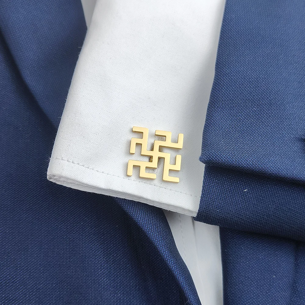 

Newly launched 18K stainless steel gold-plated cufflinks: geometric maze design, fashionable lapel pins, gifts for friends