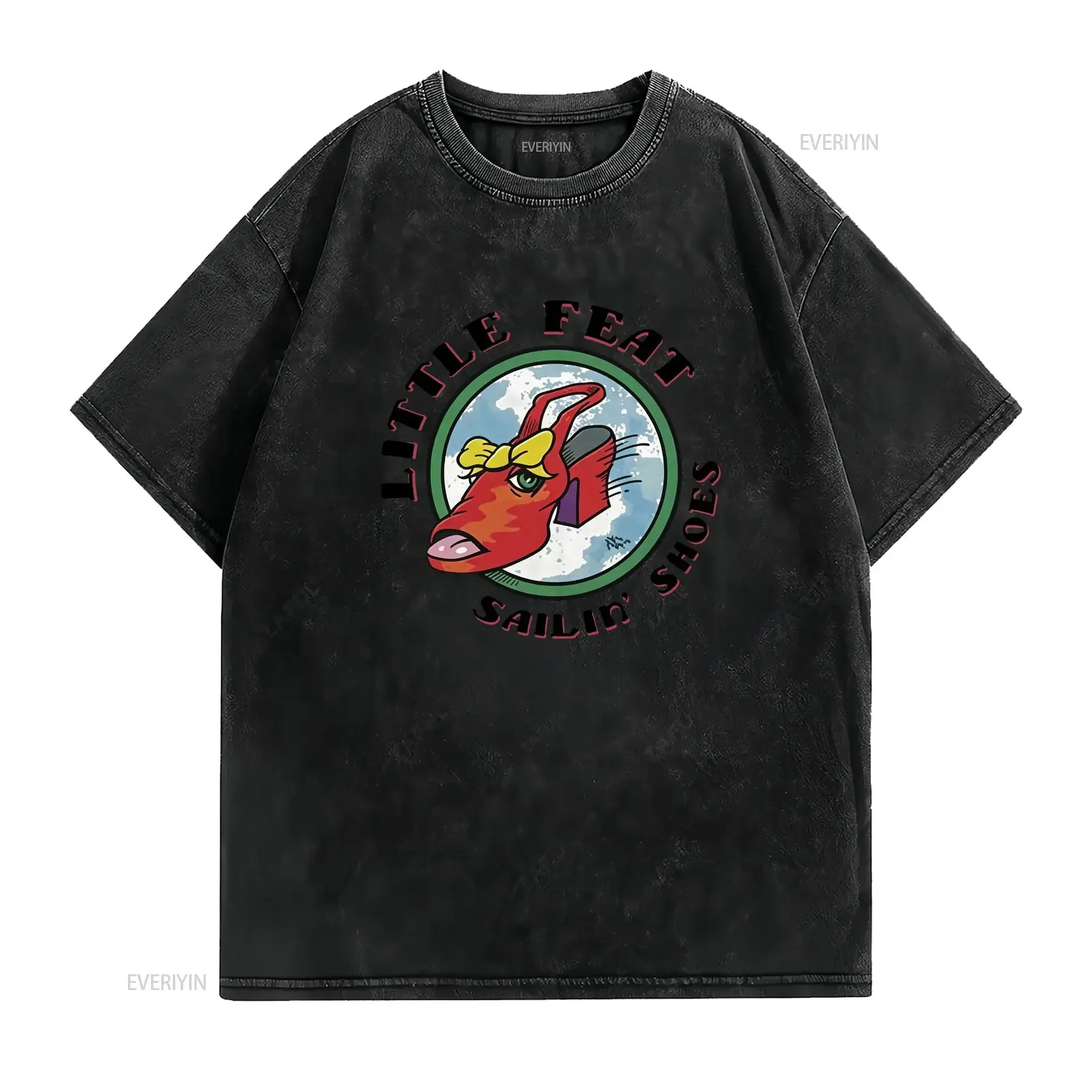 Little Feat Sailin Shoes T Shirt vintage Washed Top For Everyday Wear Stylish Soft Stretched Comfortable Slightly streetwear