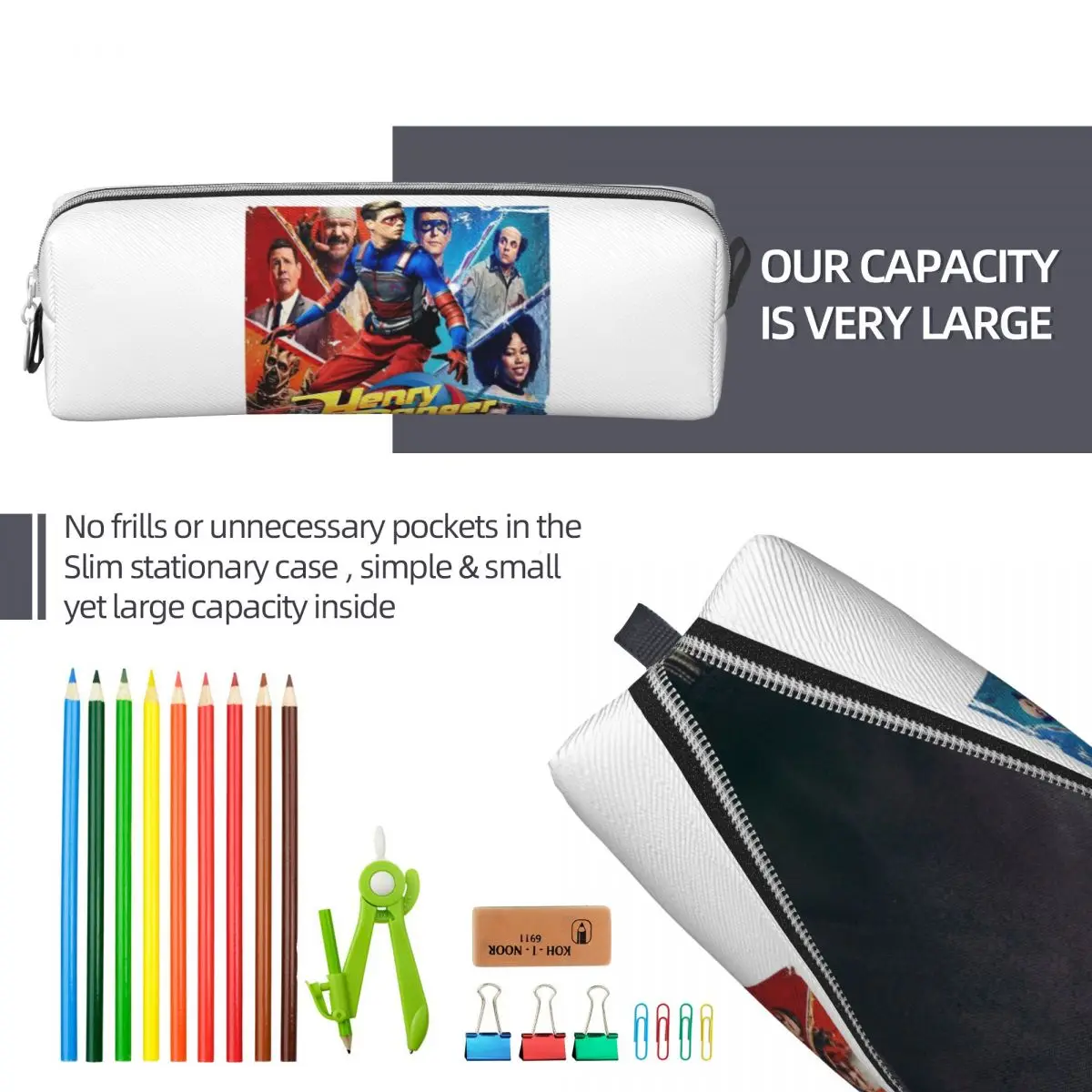 هنري خطر جيد ضد. مقلمة الشر سعة كبيرة أكياس القلم صندوق القلم لصبي فتاة الطلاب القرطاسية قلم رصاص الحقيبة حقيبة مستحضرات التجميل