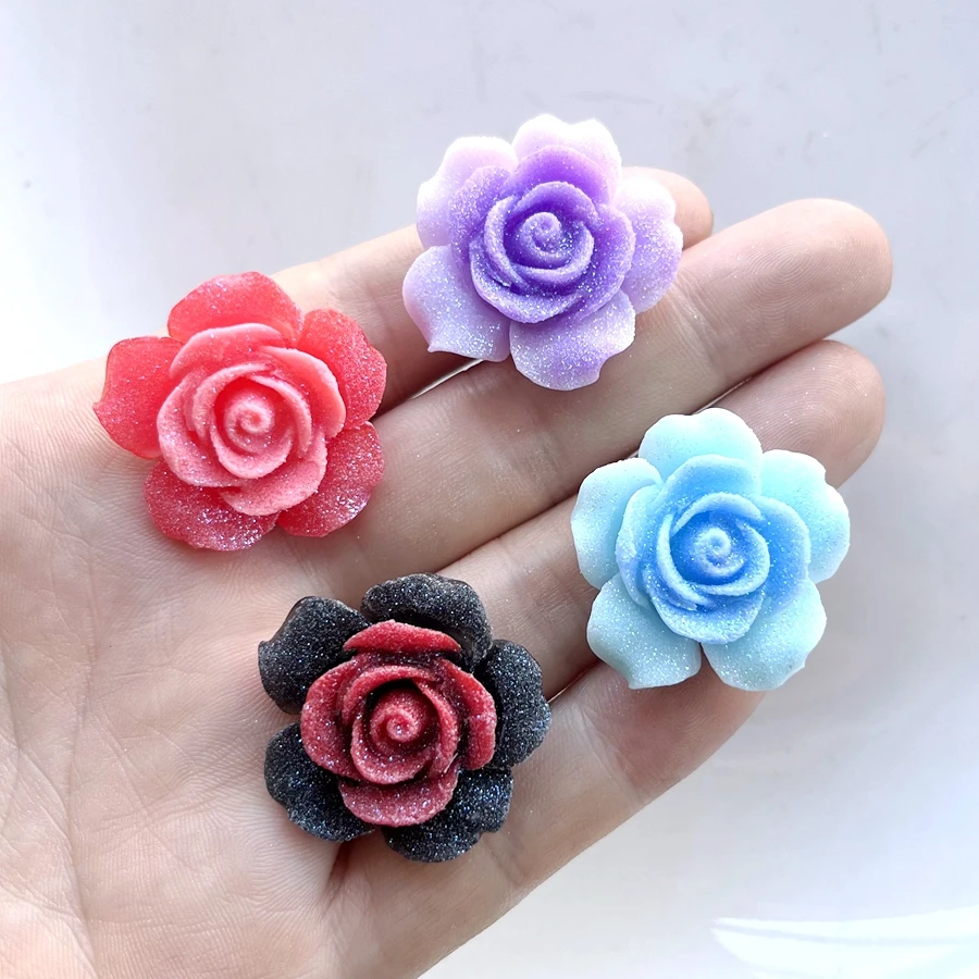 New 5 resin 30mm frosted luminescent resin rose Rhinestone Wedding hair accessories diy jewelry scrapbook decoration accessories