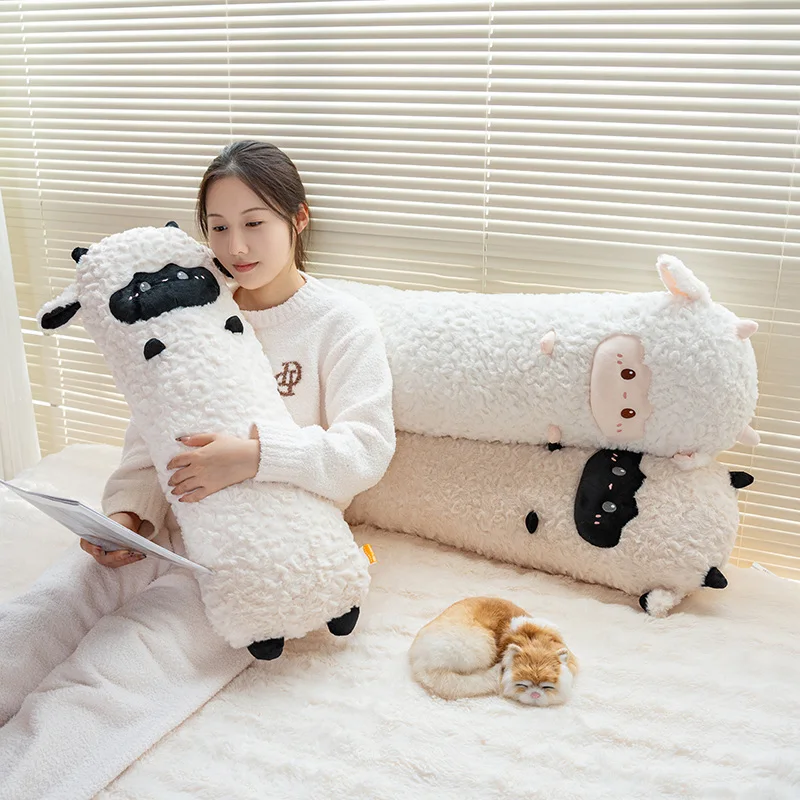 80~120cm Fluffy Plush Lamb Stuffed Pillow to Decorate Sofa or Bed White Plush Sheep Cushion Chair Pad, Soft and Comfortable