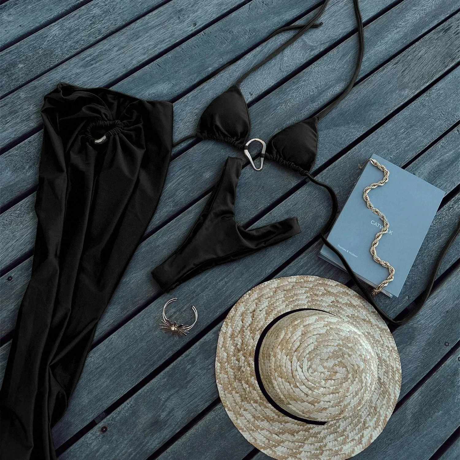 3 Pieces Micro Bikini Set Bikini 2025 Sexy Women Swimsuit Long Skirt Female Swimwear Brazil Bathing Suit Beachwear Cover Ups