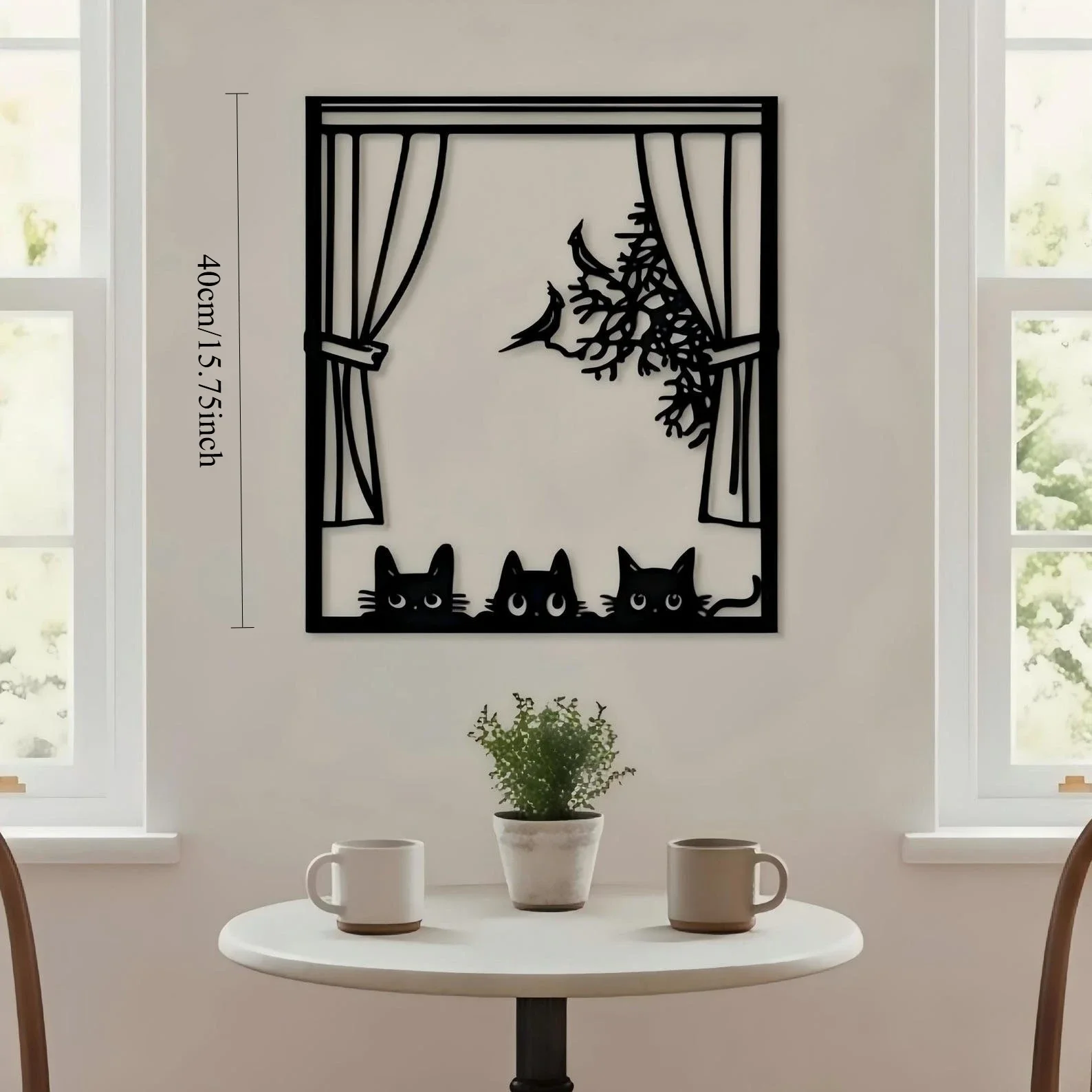 CIFBUY Metal Cat Wall Plaque Peeking Silhouette Nature Inspired Modern Elegant Hanging Decor Personalized Custom Gift