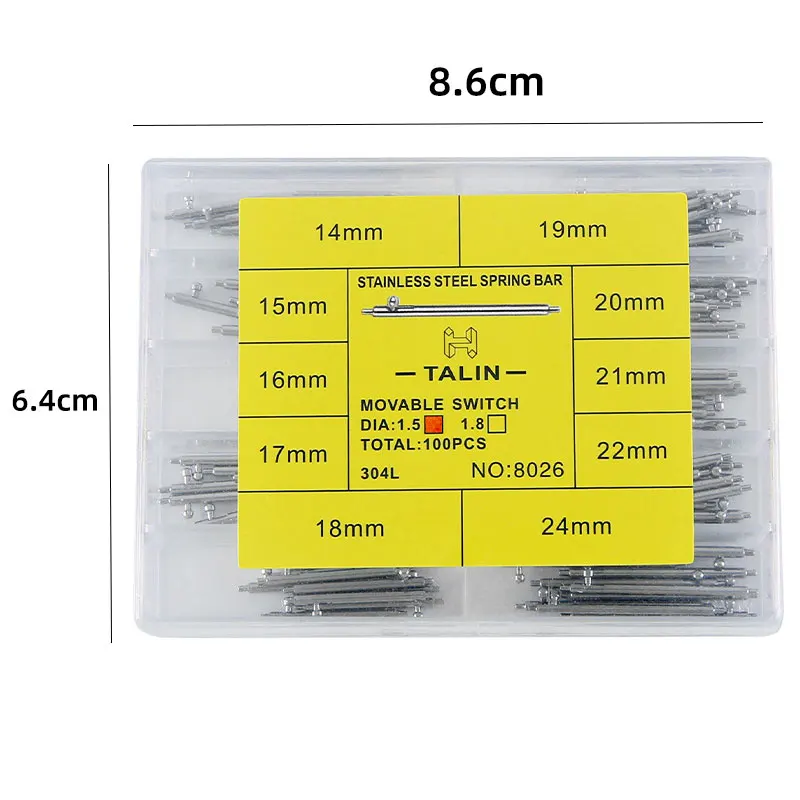 100pcs Watch Spring Bars 14-24mm Lug Pins 1.5mm 1.8mm Heavy Duty Replacement Pins For Secure Watch Band Strap Connection