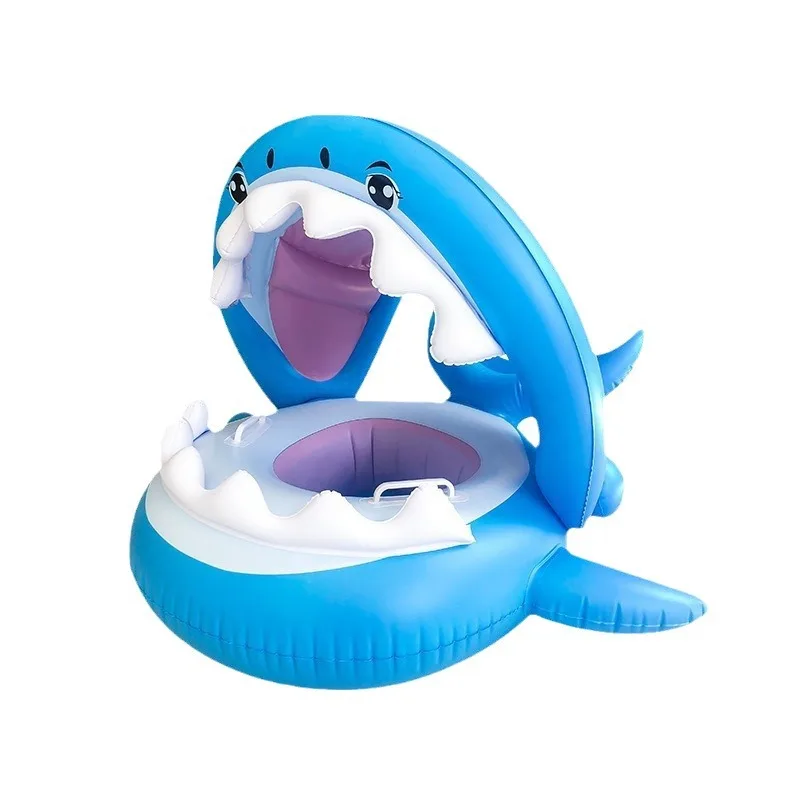 Shark seat pvc inflatable children's swimming ring sunshade seat ring water baby water play inflatable seat ring