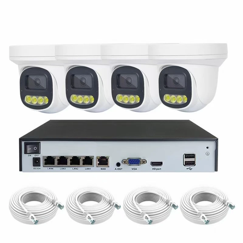 4CH Poe Nvr Kit 8MP 48V POE Ip Camera CCTV Night Vision Security Audio Record Video 4MP POE Security Camera System