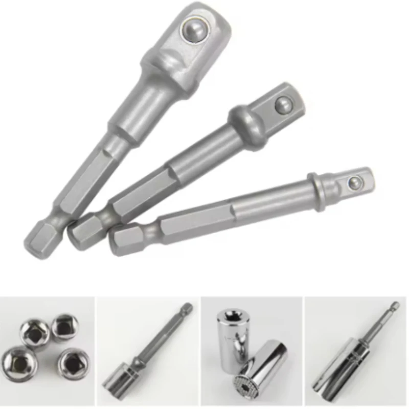 Natural Color Hexagonal Handle Extension Rod 50mm 1/2 Screwdriver 3/8 Square Head 1/4 Sleeve Electric Tool Accessory