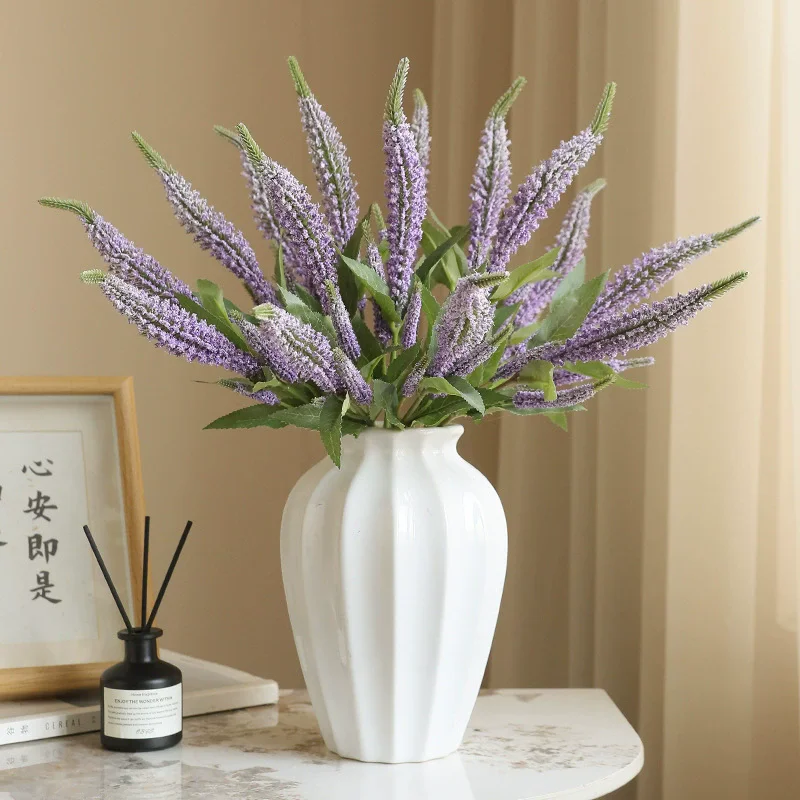 Flores Artificiales de Salvia de 3 Cabezas, Lavanda Morada, Arreglo Floral para Bodas, Decoración de Mesa, Materiales para Fotografía