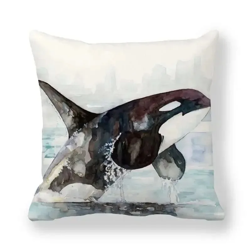 Killer Whale Ocean Pattern Decorative Pillowcase Cushion Pillowcase Bedding Decor
