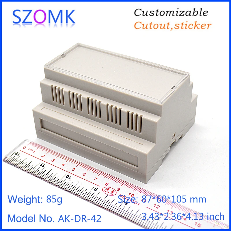 1Piece 105*87*60mm szomk din rail plastic box enclosure electronic device housing case LCD din rail distribution enclosure