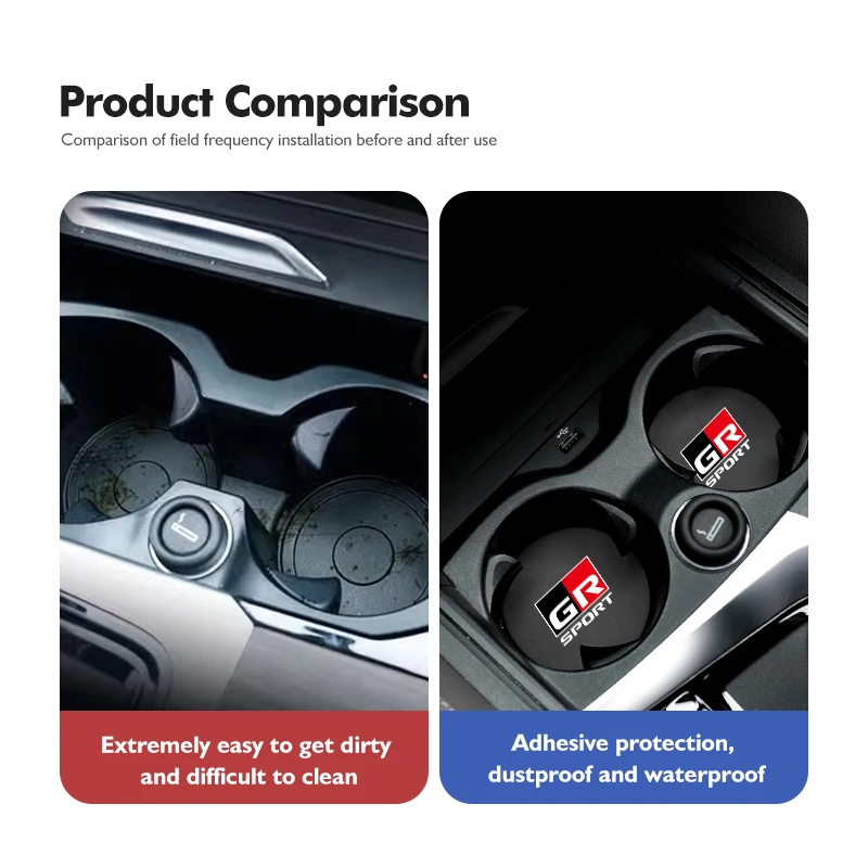 For Toyota 2pcs Suede Car Coasters Water Cup Slots Non-Slip Mat Drink Pads RAV4 Camry Avalon Avensis Runner Verso Fortuner Venza view 5