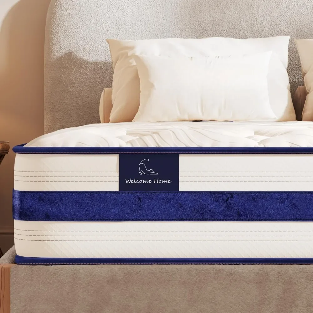 Colchón Queen con Memory Foam, soporte y alivio de presión, colchones de sensación media firme, colchón interior híbrido de 12 pulgadas