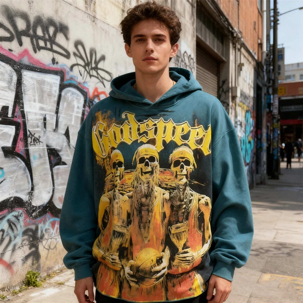 

KUCLUT 1:1 American Style Niche Y2K Streetwear Tops Loose Oversize 100%Cotton Sweatshirt Vintage Pullover Winter Hoodie Men