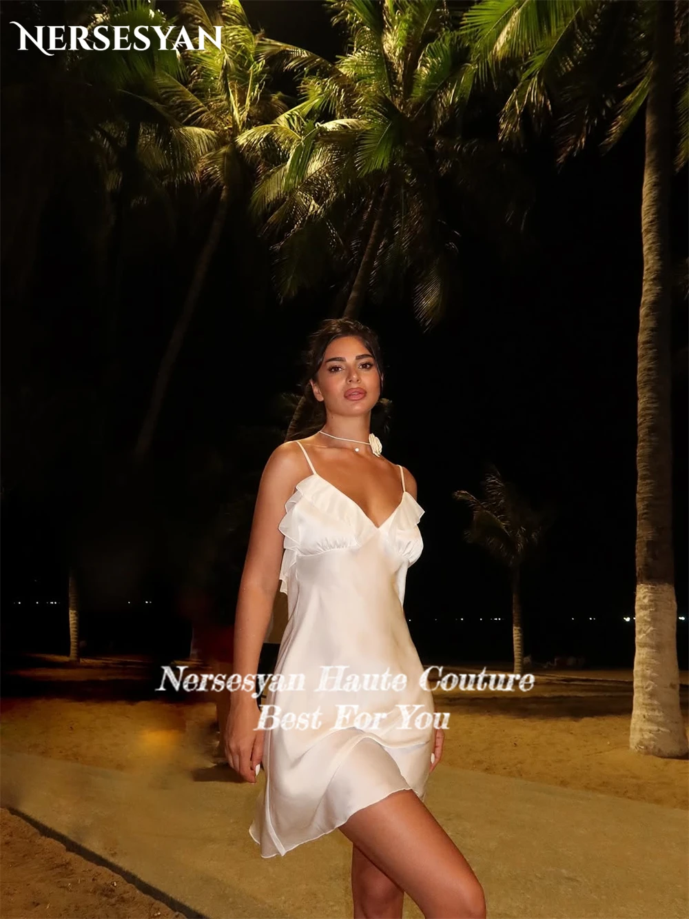 Nersesyan – robe de bal élégante et brillante, bretelles Spaghetti, volants, Mini robe à plusieurs niveaux, robes de fête d'anniversaire, personnalisées