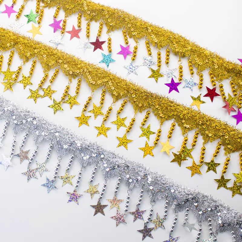 

8meters 9cm Wide Star Sequins Beads Beaded Fringe, Fashion Dress Costume Handbag Shoe Pearl Fringe, lampshade Fringe