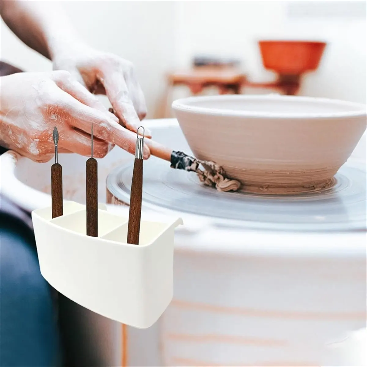 Universal Pottery Tool Holder - Adjustable Organizer with 3 Slot Design for Ceramics & Wheel Throwing