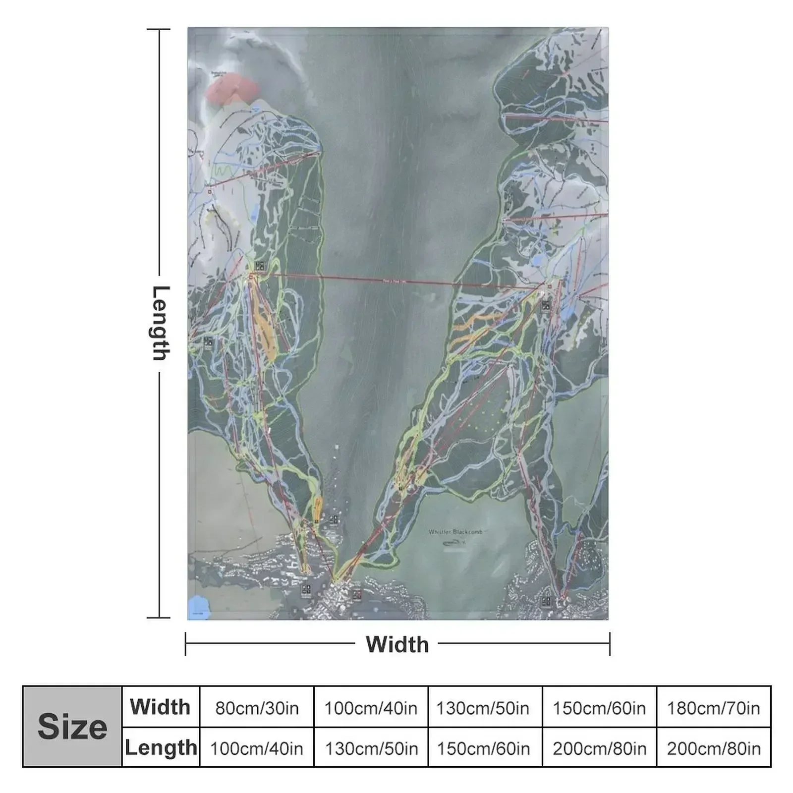 Whistler Blackcomb Resort Trail Map Throw Blanket Furrys Plaid Beautifuls Personalized Gift Blankets