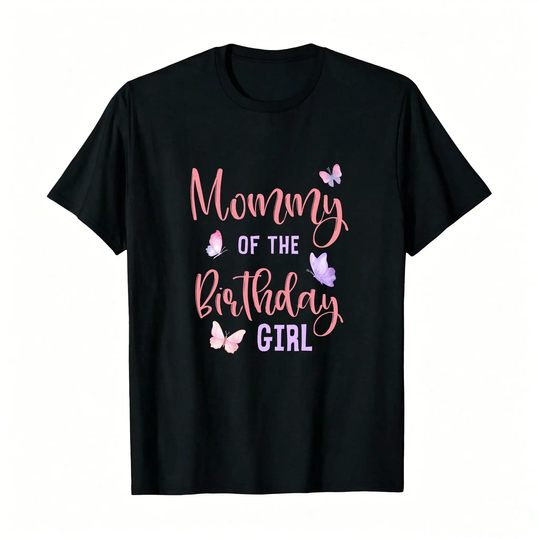 Camiseta familiar a juego con estampado de mariposas para el Día de la Madre, camiseta con estampado de corazón, estilo japonés ultrasuave, camiseta de cuello redondo estilo vintage para mujer, regalo sentimental, top de manga corta transpirable y cómodo, adecuado para todas las estaciones, para el día a día