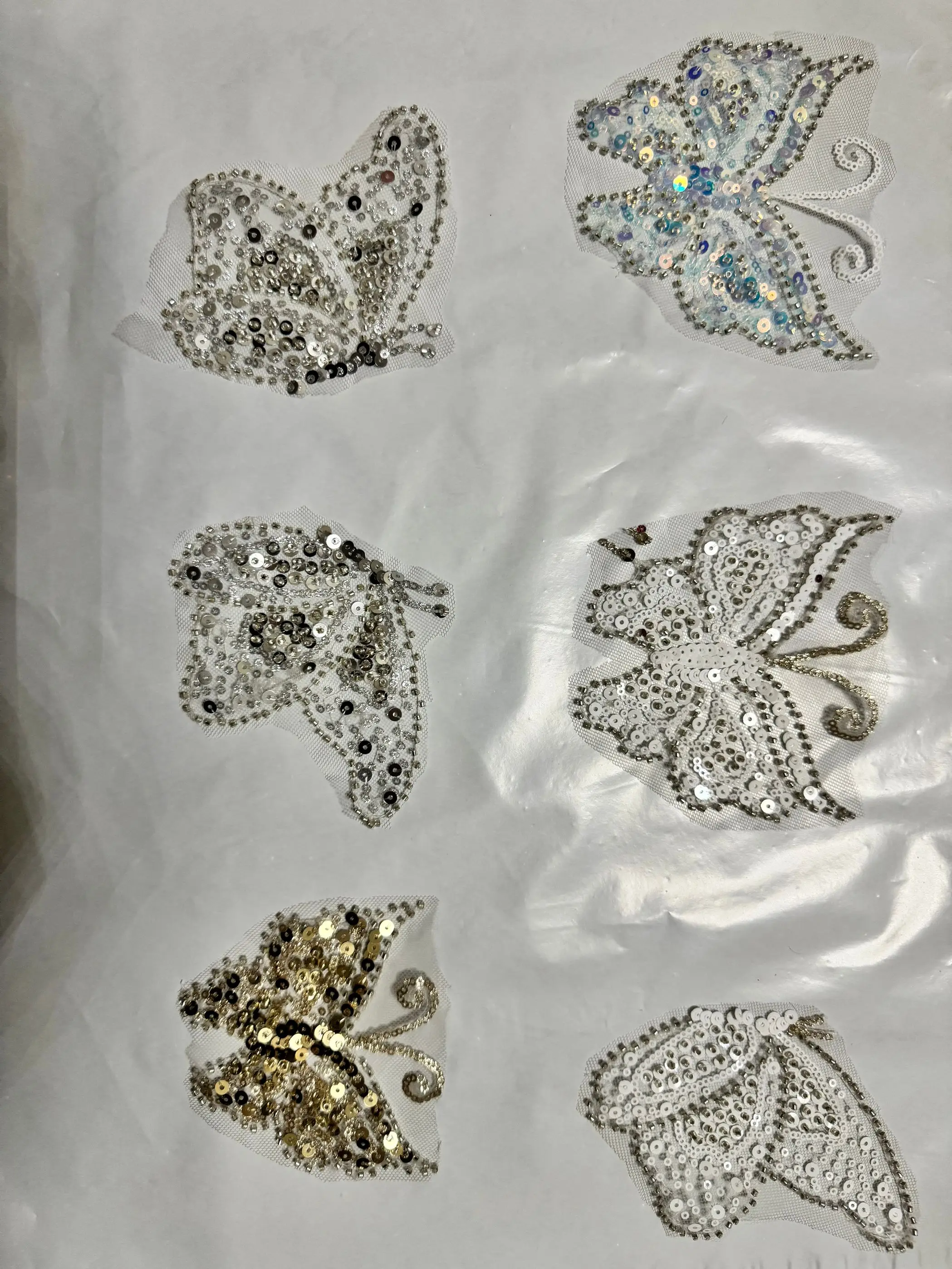 Fashion Dress Butterfly Accessories Sequin Beads Embroidered Lace Trim Appliqued Clothing Patches Fabric
