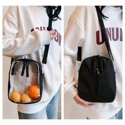 Waterproof Candy Color Crossbody Bag Korean Nylon Sweet Transparent Pocket Solid Color Simple Shoulder Bag