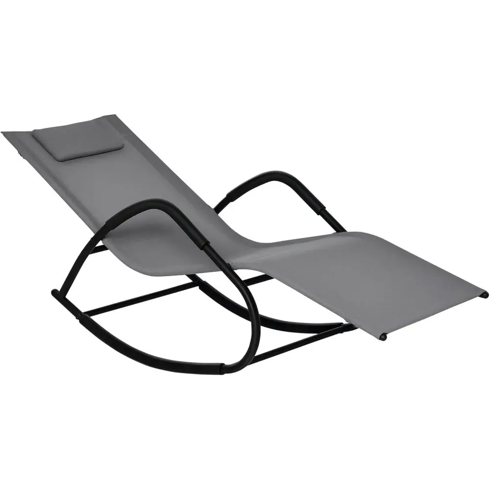Gray Uv-Resistant Zero Gravity Patio Chaise Lounger With Pi…