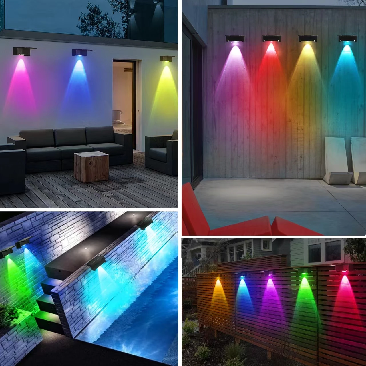 Imagem -06 - Lâmpada de Parede Solar para Quintal Pátio Deck Decoração de Piscina Lente Convexa Multicolor Alto Brilho Luz Ambiente ao ar Livre Modo 12