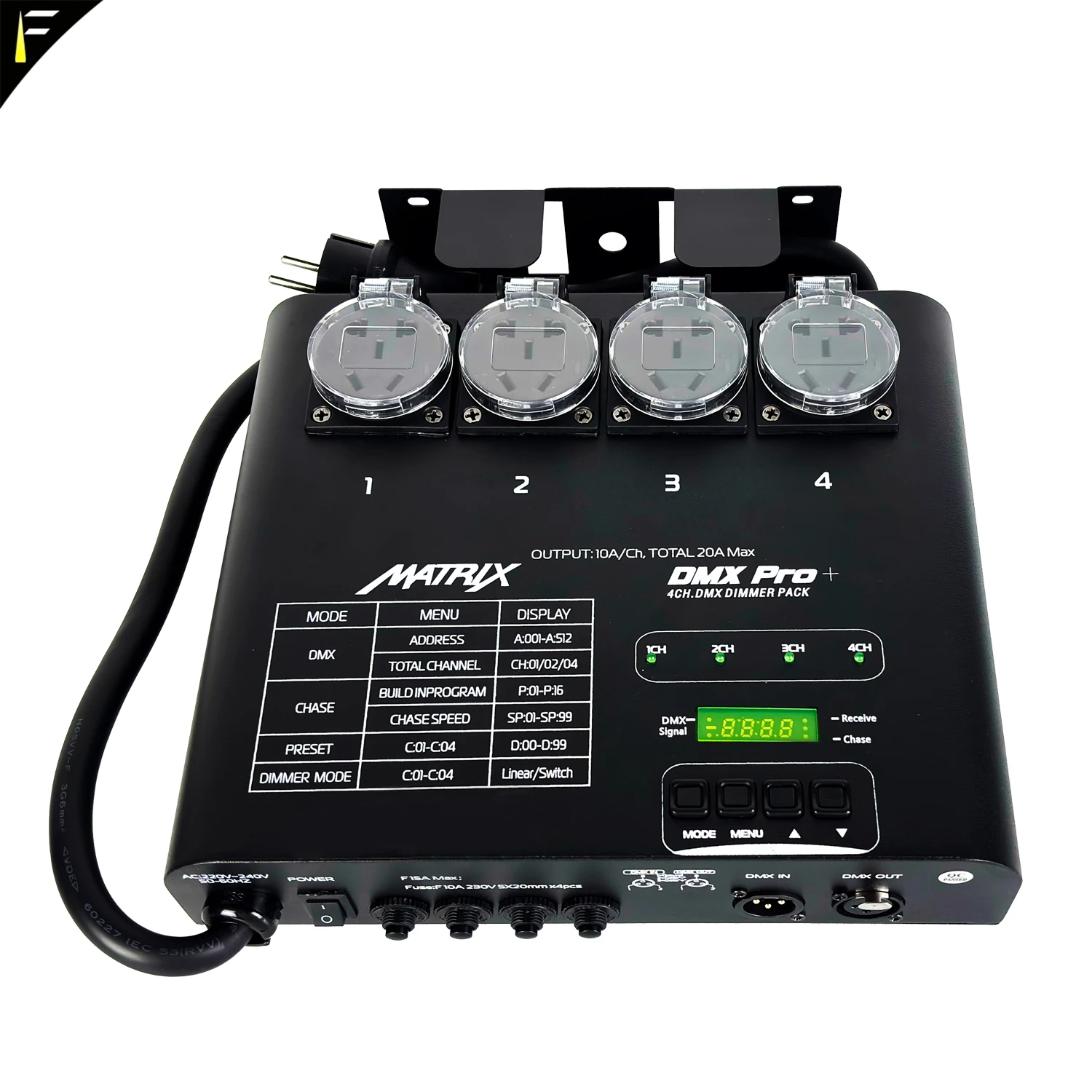 DMX512 4-Channel LED Strip Dimmer with Faders - Suitable for Stage