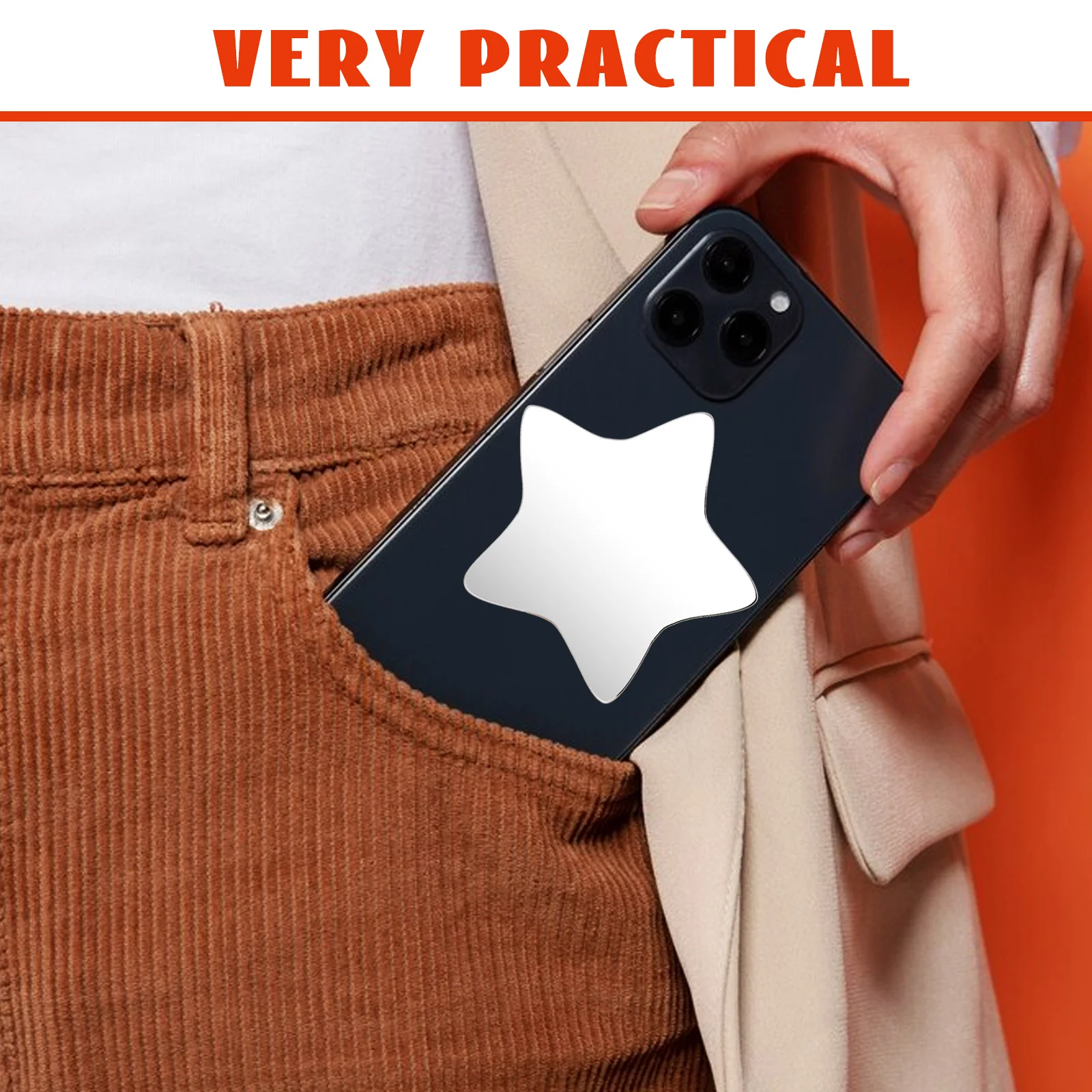 

5Pcs Self Adhesive Phone Mirror Sticker Mini Round Acrylic Makeup Mirror Decal Portable for Phone Case Outdoor Work Travel