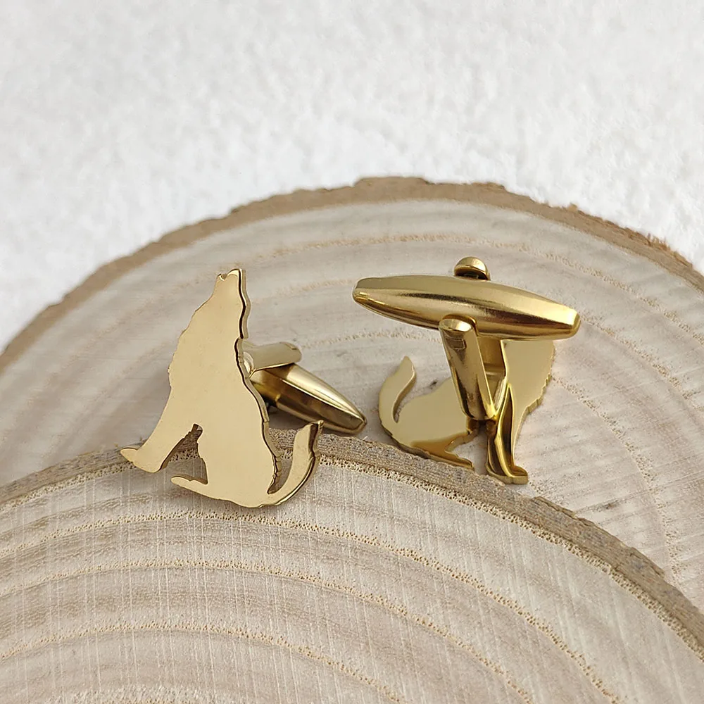 New Howling Wolf cufflinks, fashionable metal shirt cufflinks, retro style suit accessories, suitable for dinner parties