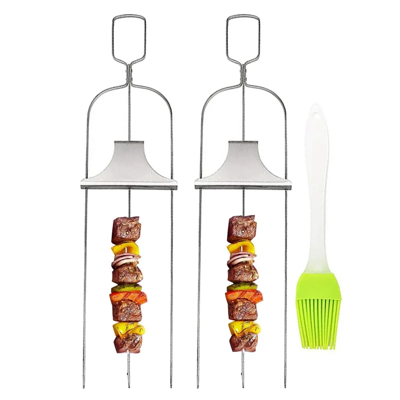 

ZZ-Barbeque Skewers Silver Stainless Steel For BBQ, Reusable Sticks For Barbecue, Outdoor