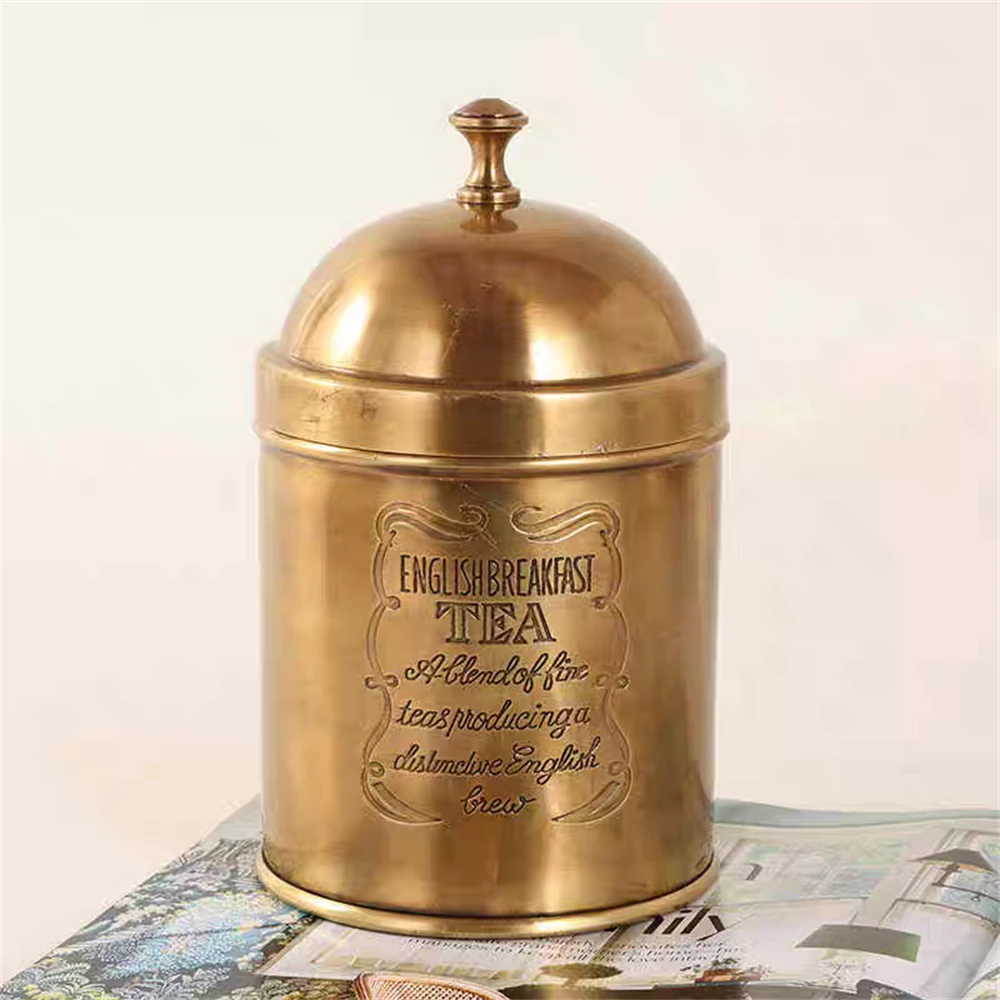 European-Style Imported Brass Storage Can Handmade Candy Tea Coffee Storage Jar With Lid Home Decoration Storage Box Ornaments