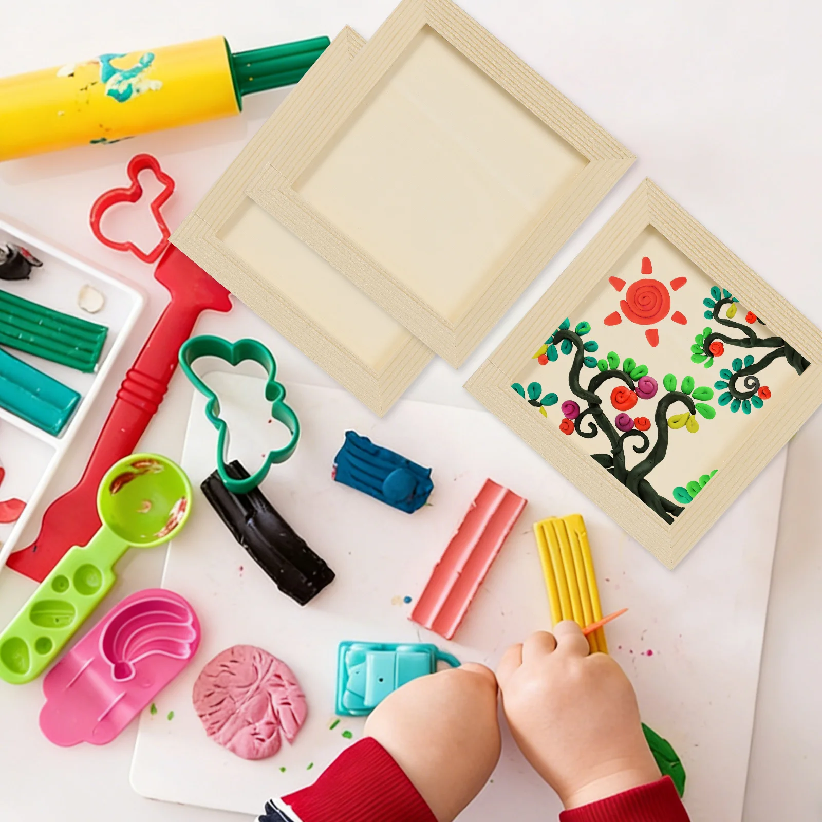 6 قطعة إطارات صور خشبية ثلاثية الأبعاد الطين لتقوم بها بنفسك إطار اللوحة النشاط مجموعة نسيج الخشب الطبيعي حامل صور ديكور المنزل