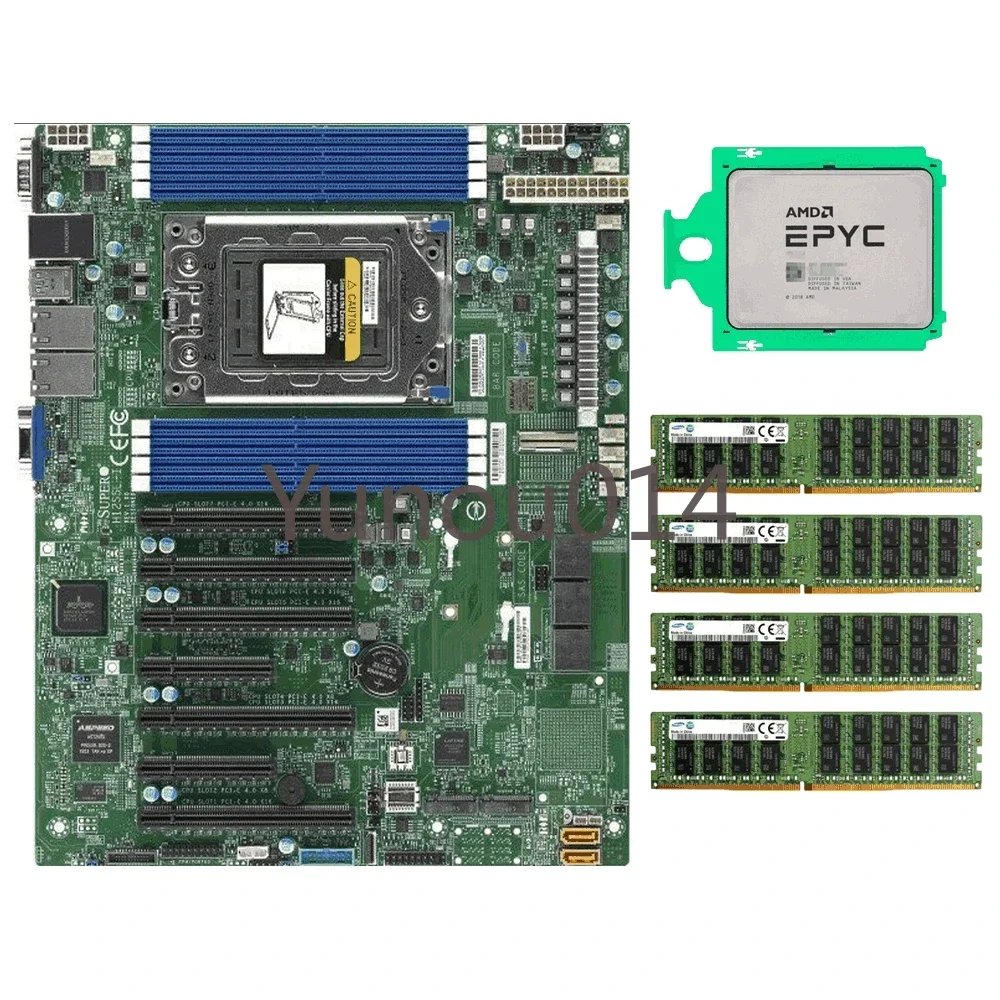 For Epyc 7532 CPU, 32 Núcleos + Supermicro H12SSL-i, Placa-Mãe, 4x32GB, 2666V, RAM Amd