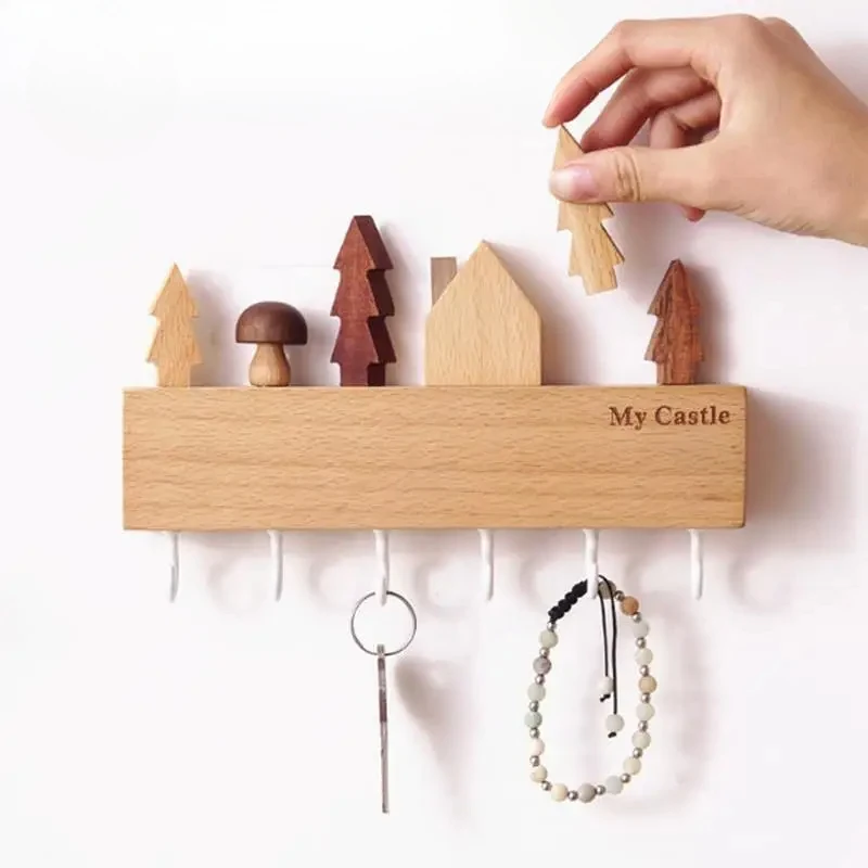 

Tree-Shaped Key Hooks Rack, Solid Wood Hanging Rack, Sturdy Key Organizer for Entryway, Hallway, Living Room Wall Storage