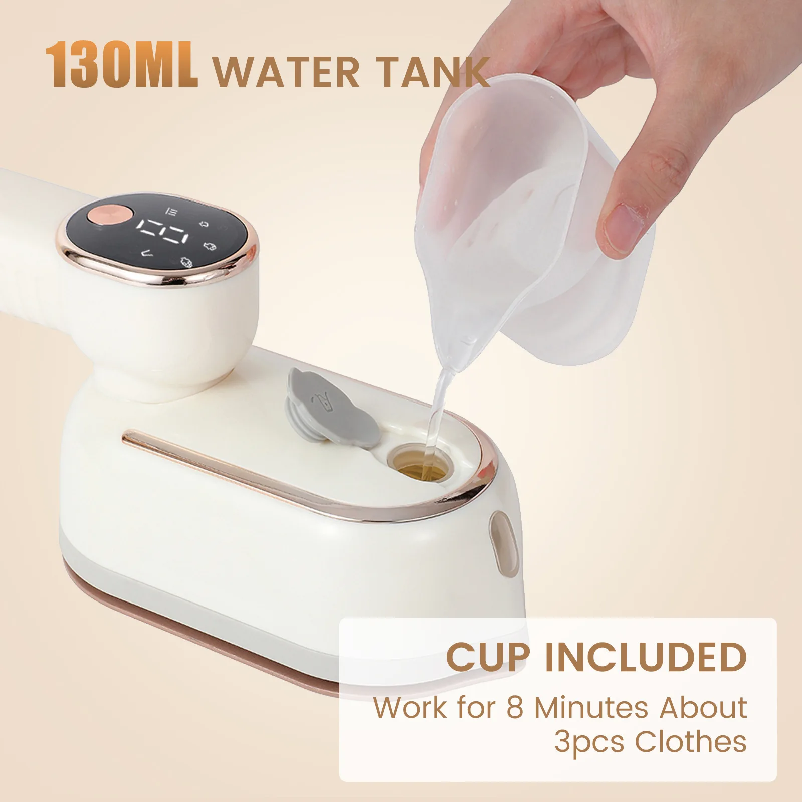 Handheld Steam Iron Foldable Garment Steamer 1200W Power Portable 3 Speed Steamer LCD Display Touch Screen Rotary Electric Iron
