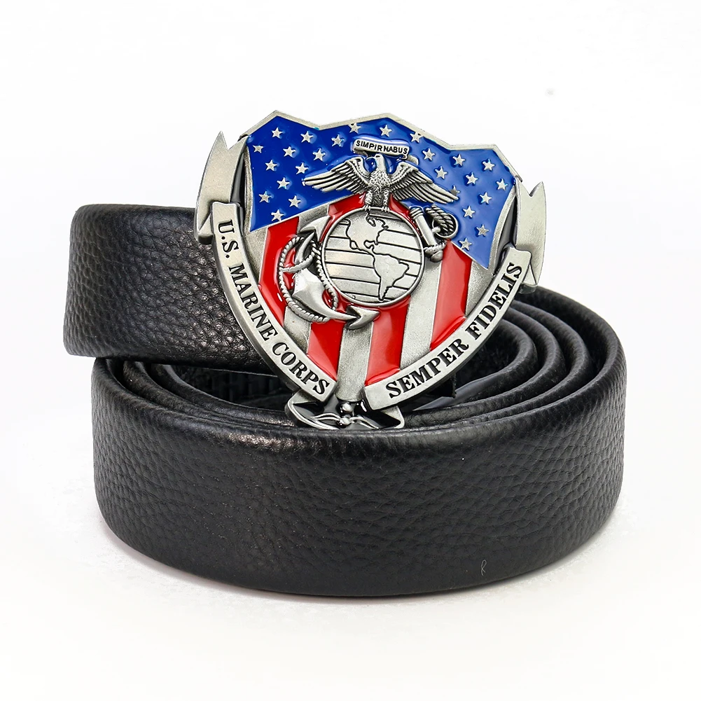 4cm Wide US Marine Corps Semper Fidelis Belt Buckle Men Western Cowboy DIY Soldier Leather Craft Strap Male Jeans Accessories