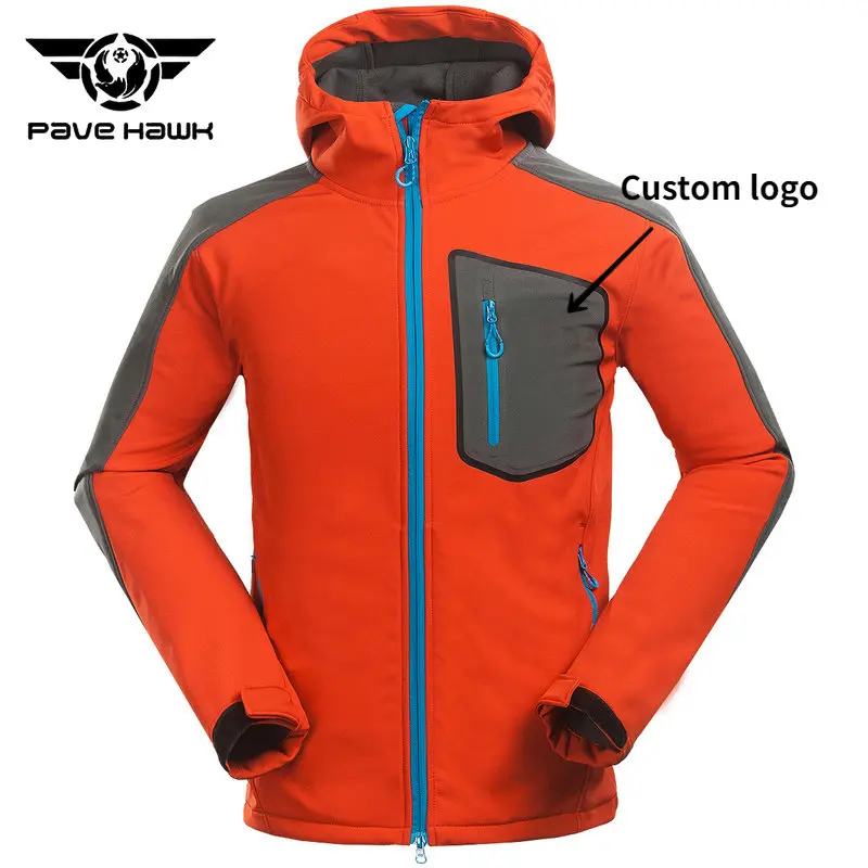 Men Soft Shell Jacket Waterproof Windproof Polar Fleece Warm Coat Outdoor Camping Fishing Hiking Jacket Breathable Hooded Coat