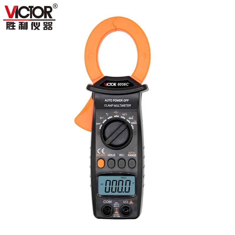 VICTOR 6056C+ Auto Range True RMS Clamp meter AC/DC 600A 600V Test Capacitor Frequency 99.99kHz Temperature Digital Multimeter