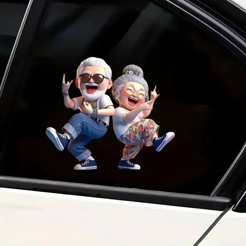 Fun Fun Dancing Senior Couple PVC Sticker, Waterproof Vinyl Decal for Car/Motorcycle/Truck/Laptop,