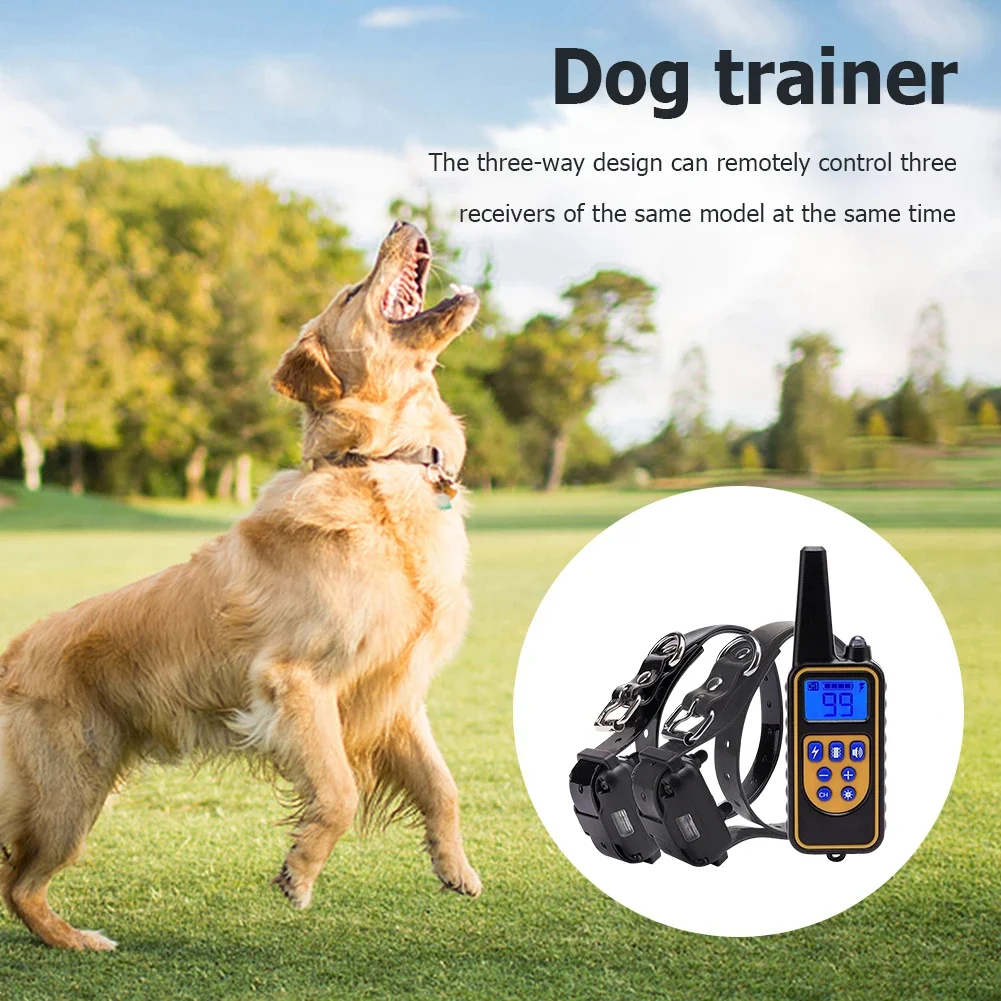 800m Electric Dog Training Collar Remote Control IPX6 2624.67FT Waterproof Rechargeable Pet Dog Bark Stop Shock Collar Shocker